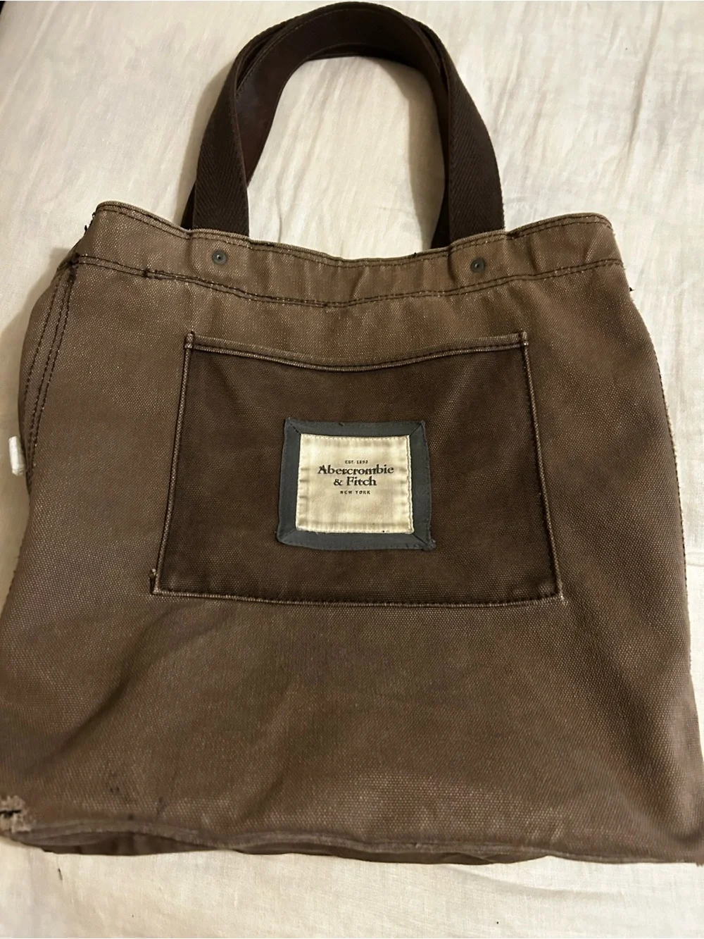Abercrombie & Fitch Ragged Brown Canvas Tote Bag